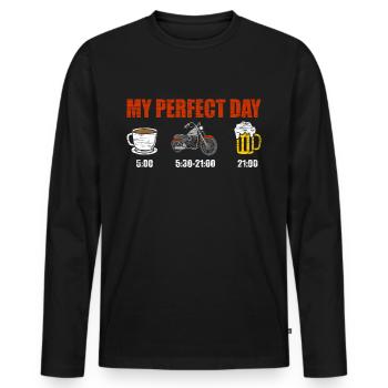 Biker Motorradfahrer Motorrad - Männer Premium Bio Langarmshirt - Schwarz - Vorne - Nico (187cm)