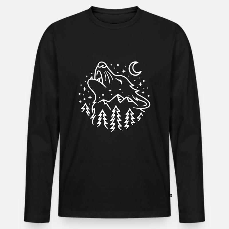 Wolf Wölfe - Männer Premium Bio Langarmshirt - Schwarz