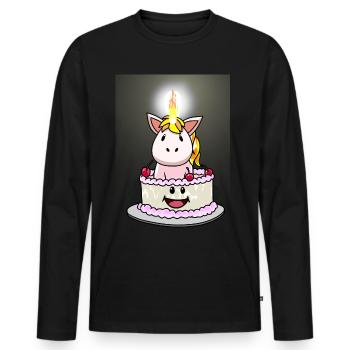 Gâteau Gâteau Bonbons Gâteau d’anniversaire Bougie - T-shirt manches longues Premium bio Homme - noir - Devant - Nico (187cm)