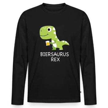 Biersaurus Rex - Bier Dino Dinosaurier Geschenk - Männer Premium Bio Langarmshirt - Schwarz - Vorne - Nico (187cm)