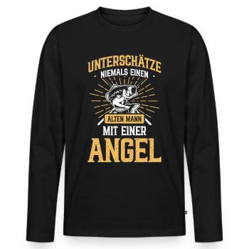 Angeln Fischer Fischen - Männer Premium Bio Langarmshirt - Schwarz - Vorne - Nico (187cm)