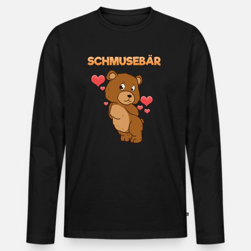 Schmusefreund Schmuse - Männer Premium Bio Langarmshirt - Schwarz