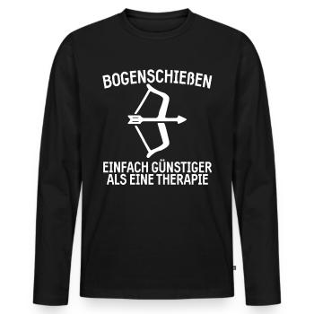 Bogensport Bogenschiessen Langbogen Geschenk - Männer Premium Bio Langarmshirt - Schwarz - Vorne - Nico (187cm)