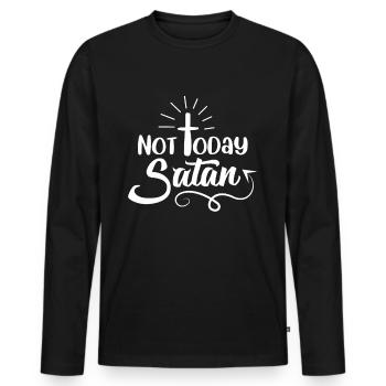 Pas aujourd'hui Satan - T-shirt manches longues Premium bio Homme - noir - Devant - Nico (187cm)