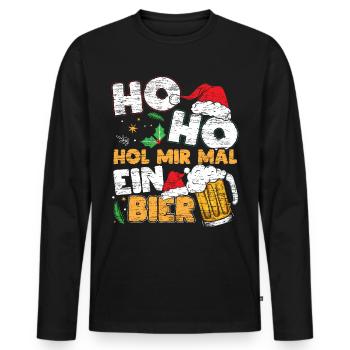 Hol Mir Mal Ein Bier Lustiges Weihnachts - Männer Premium Bio Langarmshirt - Schwarz - Vorne - Nico (187cm)