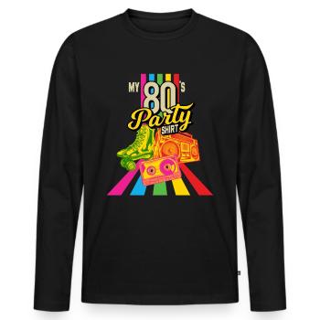 My 80's Party Shirt Retro Vaporwave 80's Gift - Men's Premium Organic Long Sleeve Shirt - black - Front - Nico (187cm)