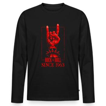 Rock & Roll Since 1963 - 57. Geburtstagsgeschenk - Männer Premium Bio Langarmshirt - Schwarz - Vorne - Nico (187cm)