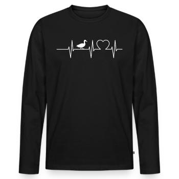Canards Heartbeat Duck Holder Pulse Duckling Gift - T-shirt manches longues Premium bio Homme - noir - Devant - Nico (187cm)