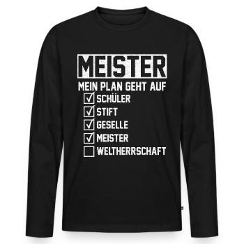 Meister Handwerksmeister Mechatroniker Tischler Ge - Männer Premium Bio Langarmshirt - Schwarz - Vorne - Nico (187cm)