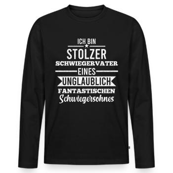 Stolzer Schwiegervater Schwiegerpapa Lustige Sprüc - Männer Premium Bio Langarmshirt - Schwarz - Vorne - Nico (187cm)