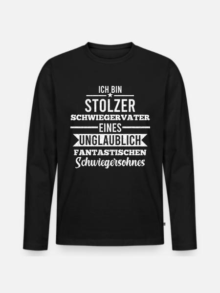 Stolzer Schwiegervater Schwiegerpapa Lustige Sprüc - Männer Premium Bio Langarmshirt - Schwarz