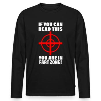 Furz Zone Furzzone Fart Zone Lustiger Spruch - Männer Premium Bio Langarmshirt - Schwarz - Vorne - Nico (187cm)