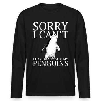Penguins Funny Tee Shirt - Men's Premium Organic Long Sleeve Shirt - black - Front - Nico (187cm)