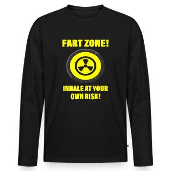 Furz Zone Furzzone Fart Zone Lustiger Spruch - Männer Premium Bio Langarmshirt - Schwarz - Vorne - Nico (187cm)