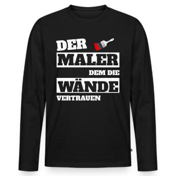 Der Maler dem die Wände vertrauen - Männer Premium Bio Langarmshirt - Schwarz - Vorne - Nico (187cm)