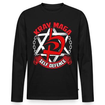 Autodéfense d'arts martiaux Krav Maga - T-shirt manches longues Premium bio Homme - noir - Devant - Nico (187cm)