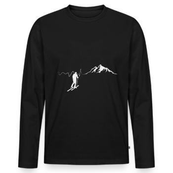 Ski Luft mit Freizeit und Skiurlaub auf Skiern - Männer Premium Bio Langarmshirt - Schwarz - Vorne - Nico (187cm)