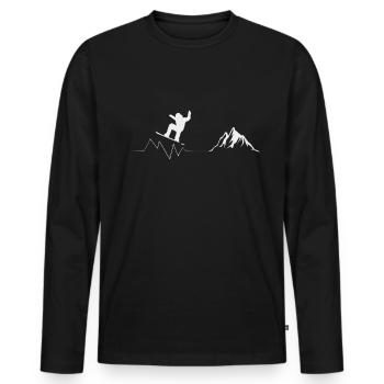 Embarquement skis aux pieds et la vallée de Stubai sur la montagne - T-shirt manches longues Premium bio Homme - noir - Devant - Nico (187cm)