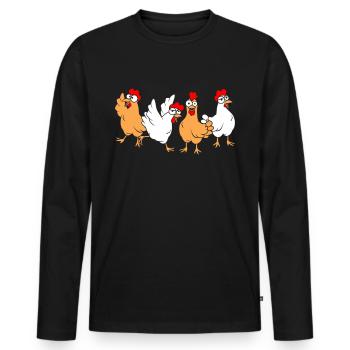 Des poulets drôles - T-shirt manches longues Premium bio Homme - noir - Devant - Nico (187cm)