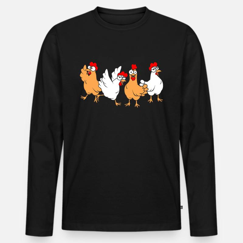 Lustige Hühner - Männer Premium Bio Langarmshirt - Schwarz