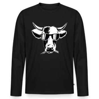 Cool Winter Cow Dairy Cow Farmer Farm - Men's Premium Organic Long Sleeve Shirt - black - Front - Nico (187cm)