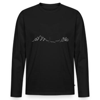 Starrer Gang auf Mountainbike mit Rennradfahrer - Männer Premium Bio Langarmshirt - Schwarz - Vorne - Nico (187cm)