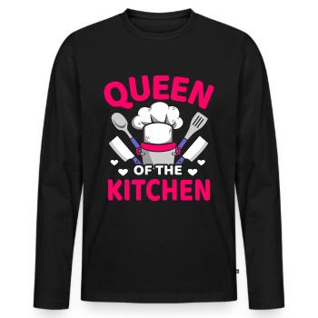 Reine de la cuisine cuisiner la cuisine - T-shirt manches longues Premium bio Homme - noir - Devant - Nico (187cm)