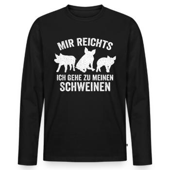 Schwein Schweinestall Bauer Landwirt Lustige Sprüc - Männer Premium Bio Langarmshirt - Schwarz - Vorne - Nico (187cm)
