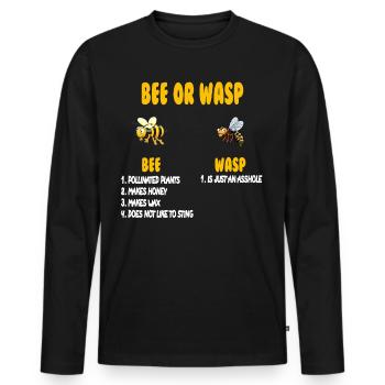 Bee or Wasp - Männer Premium Bio Langarmshirt - Schwarz - Vorne - Nico (187cm)
