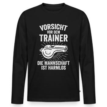 Trainer Sporttrainer Kotrainer Fußballtrainer Gesc - Männer Premium Bio Langarmshirt - Schwarz - Vorne - Nico (187cm)