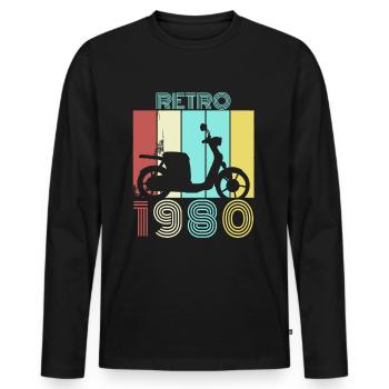 1980 80s scooter rider - Men's Premium Organic Long Sleeve Shirt - black - Front - Nico (187cm)