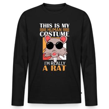 Rat, amoureux des rats, rats - T-shirt manches longues Premium bio Homme - noir - Devant - Nico (187cm)