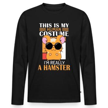 Maman hamster, papa hamster, hamster, - T-shirt manches longues Premium bio Homme - noir - Devant - Nico (187cm)