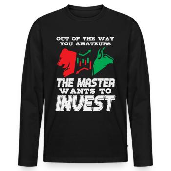Investissez dans des actions en bourse - T-shirt manches longues Premium bio Homme - noir - Devant - Nico (187cm)