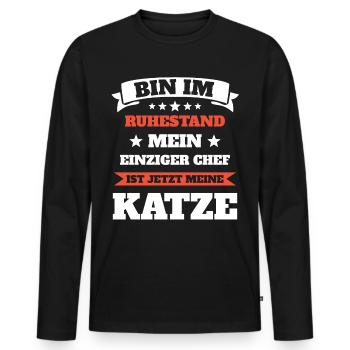 Mein Chef ist jetzt meine Katze Ruhestand - Männer Premium Bio Langarmshirt - Schwarz - Vorne - Nico (187cm)