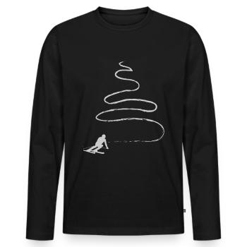 Ski resort mit Skilehrer in Skischule in Alpen - Männer Premium Bio Langarmshirt - Schwarz - Vorne - Nico (187cm)