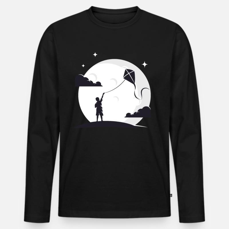 Lenkdrachen Drachenfliegen Drachensteigen - Männer Premium Bio Langarmshirt - Schwarz