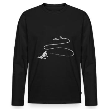 Ski Luft mit Freizeit und Skiurlaub auf Skiern - Männer Premium Bio Langarmshirt - Schwarz - Vorne - Nico (187cm)