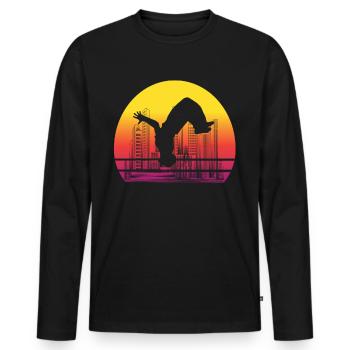 Parkour Backflip Siluette Freerunning Geschenk - Männer Premium Bio Langarmshirt - Schwarz - Vorne - Nico (187cm)