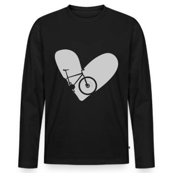 Straßenrad in Wien im Bikepark am Berg mit Kinder - Männer Premium Bio Langarmshirt - Schwarz - Vorne - Nico (187cm)