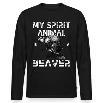 Spirit Animal Beaver - Männer Premium Bio Langarmshirt - Schwarz - Vorne - Nico (187cm)