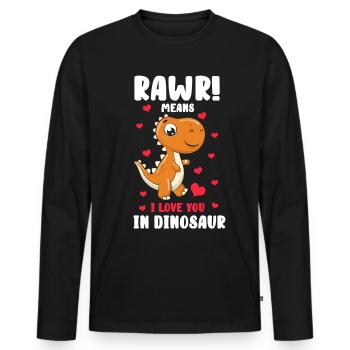 Rawr signifie que je t'aime cadeau de dinosaure Saint Valentin - T-shirt manches longues Premium bio Homme - noir - Devant - Nico (187cm)