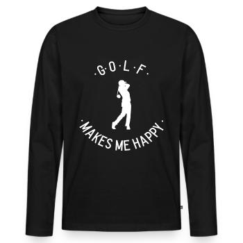 Golf Golfer Sprüche Geschenk Golfplatz Golfschwung - Männer Premium Bio Langarmshirt - Schwarz - Vorne - Nico (187cm)