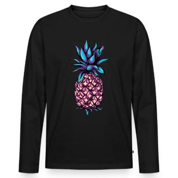 ananas - T-shirt manches longues Premium bio Homme - noir - Devant - Nico (187cm)