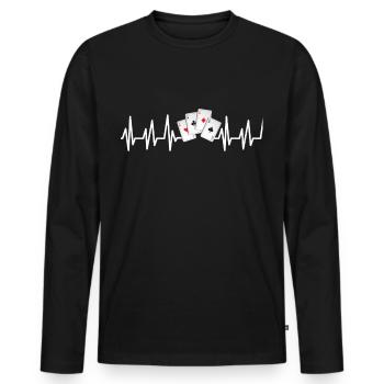 Poker Casino Hold'em Pik Pokerface Bluff - Männer Premium Bio Langarmshirt - Schwarz - Vorne - Nico (187cm)