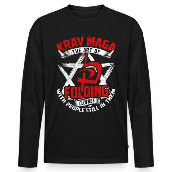Krav Maga - Men's Premium Organic Long Sleeve Shirt - black - Front - Nico (187cm)