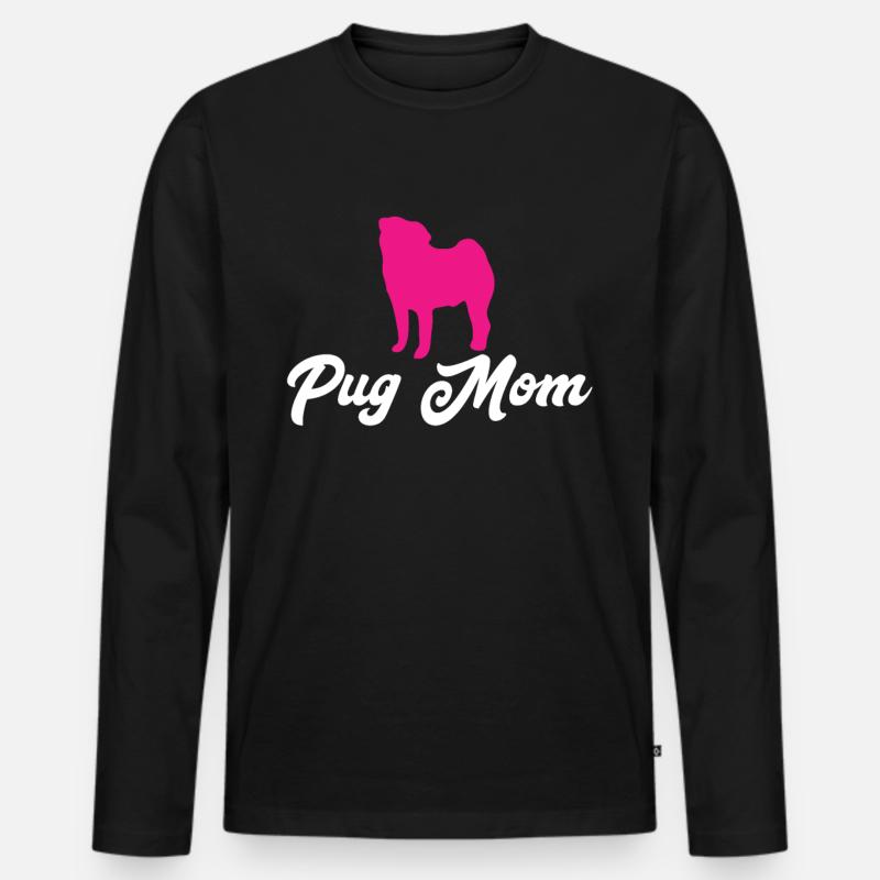 Mops Mama - Männer Premium Bio Langarmshirt - Schwarz