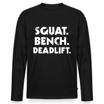 Squat Bench Deadlift - Männer Premium Bio Langarmshirt - Schwarz - Vorne - Nico (187cm)