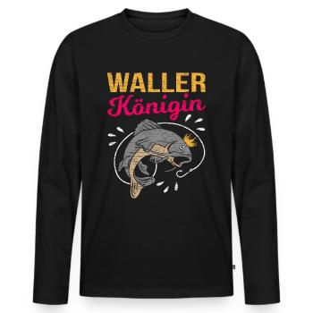 Waller Königin Catfish Wels Anglerin - Männer Premium Bio Langarmshirt - Schwarz - Vorne - Nico (187cm)