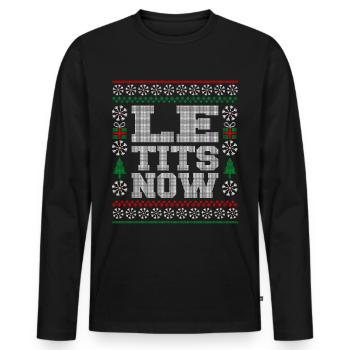 Le Tits Now Funny Ugly Christmas Pattern - Men's Premium Organic Long Sleeve Shirt - black - Front - Nico (187cm)